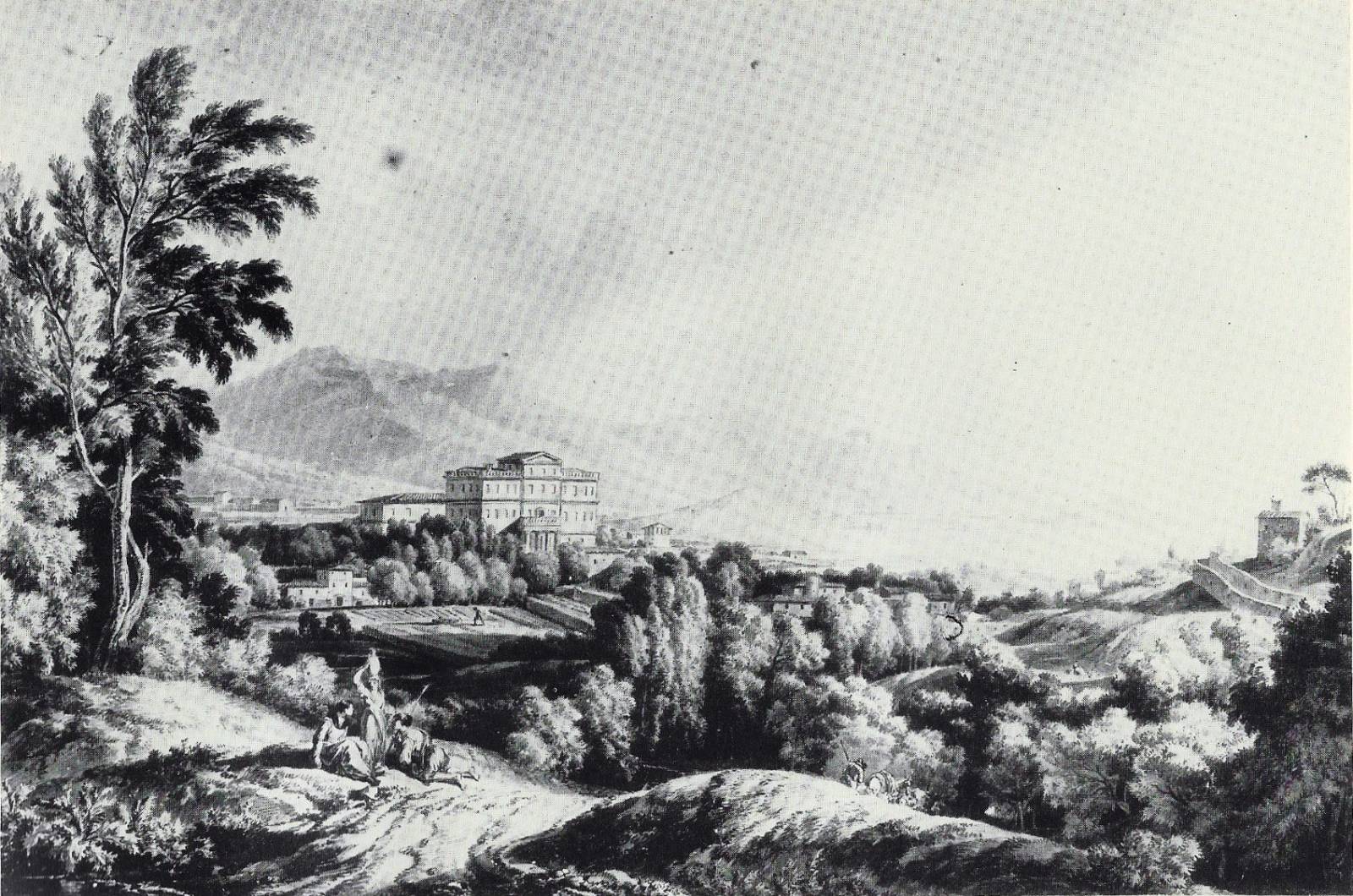 Vue du Château Borély par J-A Constantin, encre de chine, fin XVIIIème