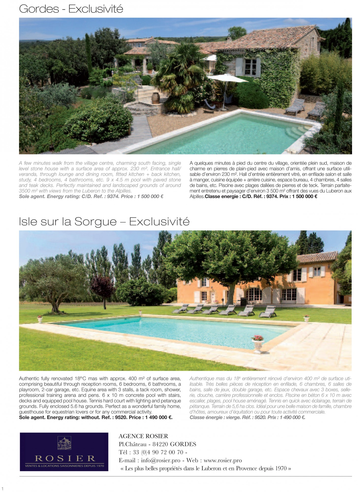 Lux Résidence, publicité Rosier Immobilier 2015
