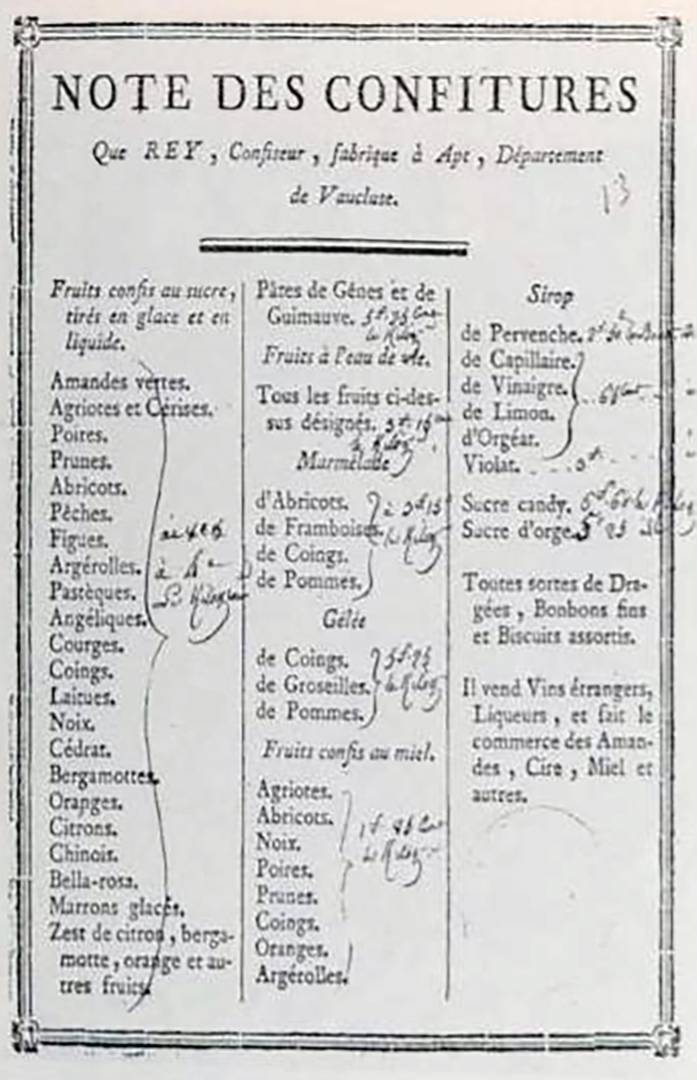 Publicité du confiseur Rey d'Apt, Archives départementales du Vaucluse